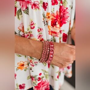 Feeling Like A Princess Bracelet Set - Fuchsia